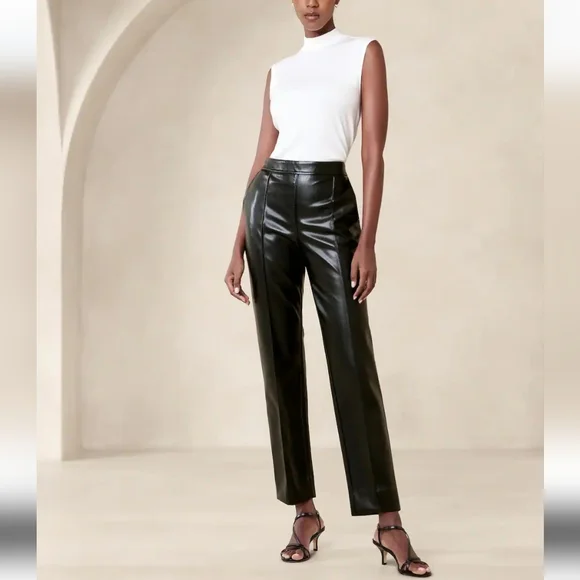 NWT BANANA REPUBLIC | Vegan Leather Tapered Pant - Picture 1 of 1